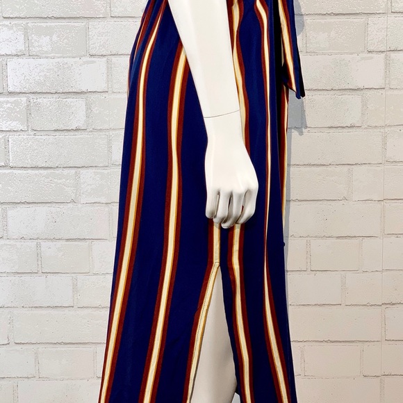 CHIC NAVY STRIPED BUTTON UP MIDI DRESS - Picture 8 of 8